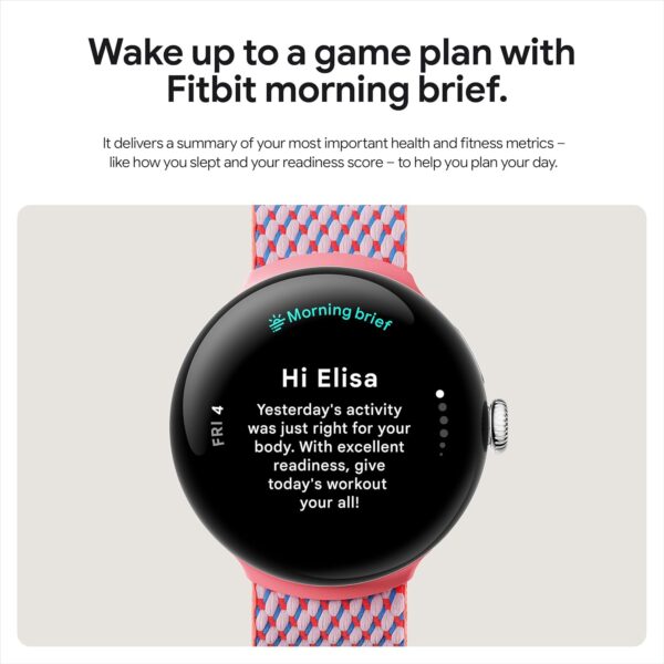 Google Pixel Watch 3 (41 mm) – Android smartwatch with heart rate tracking, advanced running from Fitbit, fitness insights, 24-hour battery – Matte Black Aluminium Case – Obsidian band – Wi-Fi - Image 7