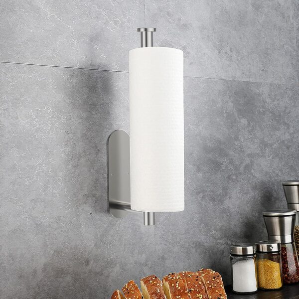 Vicloon Kitchen Roll Holder Under Cabinet,Stainless Steel Paper Towel Holder Countertop,Kitchen Self-Adhesive Wall Mounted Paper Towel Rack,Stainless Steel Paper Towel for Bathroom,Washroom-Silver - Image 6