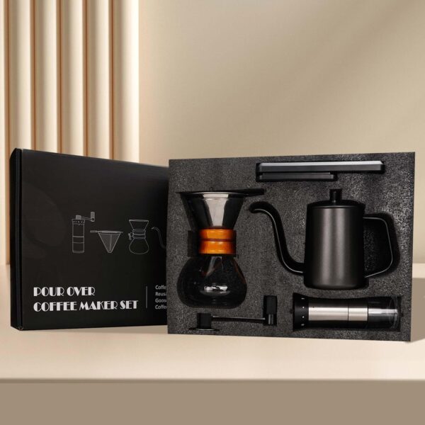 Pour Over Coffee Kit, Coffee Maker Set, All in One Hand Drip Coffee Set, Coffee Grinder Manual Set, Ideal for Anniversary Birthday Gift - Image 8