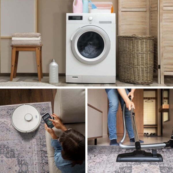 Carvapet Washable Area Rug 150x210cm Non Slip Large Thin Floor Carpet Rug Grey Rugs Print Vintage Medallion Floor Rugs for Living Room Bedroom - Image 10