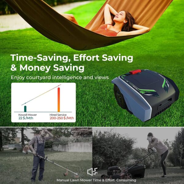 18-RM Robot Mower with Quiet -Smart Cordless Lawnmower with Accurate Navigation and Obstacle Avoidance, 1500 sq m Range, 3-Hour Li-ion Battery Runtime & Boundary Wire for Effortless Mowing - Image 3