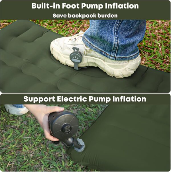 MAMBAKOTR Camping Air Bed 12-15CM Extra Thick, Reinforced Support Structure with Built-in Foot Pump and Pillow Portable Camping Sleeping Mat Air Mattress for Tent Backpacking Hiking Travel - Image 4