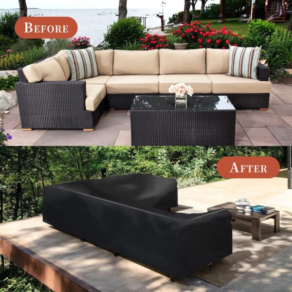 RICHIE V-Shape Garden Furniture Covers Waterproof, L Shape Garden Sofa Covers Windproof, Anti-UV, 420D Heavy Duty Oxford Fabric Outdoor Patio Rattan Corner Sofa Cover Dining Set Covers (215x215x85cm) - Image 7