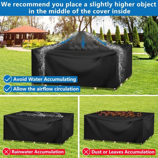 Wanocean Garden Furniture set Covers, Outdoor Patio Furniture Cover Waterproof 420D Oxford Anti-UV Tear-Resistant Rectangular Rattan Furniture Covers 140x140x90cm - Image 10