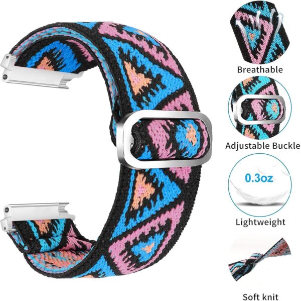 Lamshaw Compatible for FITVII Fitness Tracker Bands, 18mm, 20mm, 22mm Stretch Elastics Nylon Adjustable Replacement Strap Accessories - Image 9