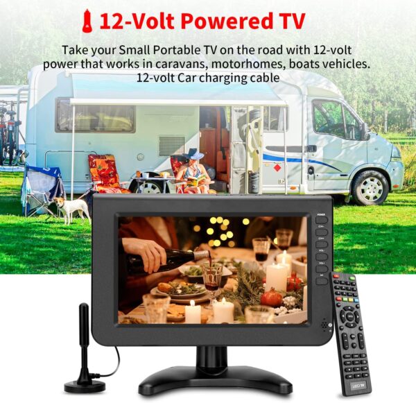 ZOSHING 10.1inch Small Portable TV with Digital DVB-T2,720P Screen for USB,Freeview,H.265,DC/12Volt IN,HDMI,AV input,for Mini Bedroom,Camping,Kitchen,Caravan - Image 8
