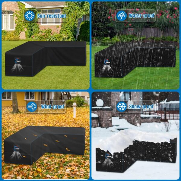 SIRUITON 270x270x90cm V-Shape Rattan Sofa Cover, Waterproof & Tear-Resistant 420D Oxford Fabric, Durable Outdoor L-Shaped Sofa Cover with Waterproof Tape,Garden Furniture Covers - Image 6