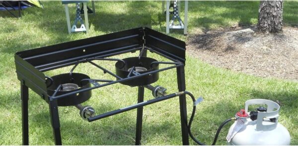 Heavy Duty Black Portable Propane Double Burner Outdoor Cooker - Image 3