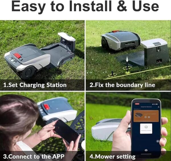 DDZJTPP Robotic Lawnmower for Medium Gardens up to 1500 Square Meters,Wifi Connected Robot Lawn Mower with App Control,Ai Technology,Adjustable Cutting Heights with Charging Station,Easy to Set Up - Image 7