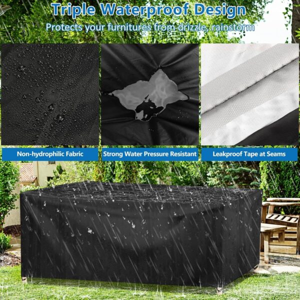 Wanocean Garden Furniture set Covers, Outdoor Patio Furniture Cover Waterproof 420D Oxford Anti-UV Tear-Resistant Rectangular Rattan Furniture Covers 140x140x90cm - Image 4