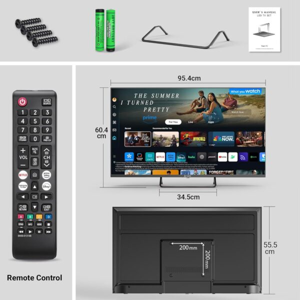 Tees 43 inch 4K QLED Smart TV, Central Stand Design Tizen OS UHD Television with Apple TV+ BBC Netflix Freeview Gaming Hub, MEMC HDR10 Ideal Large Screen for Liaving Room, Made in the UK - Image 8