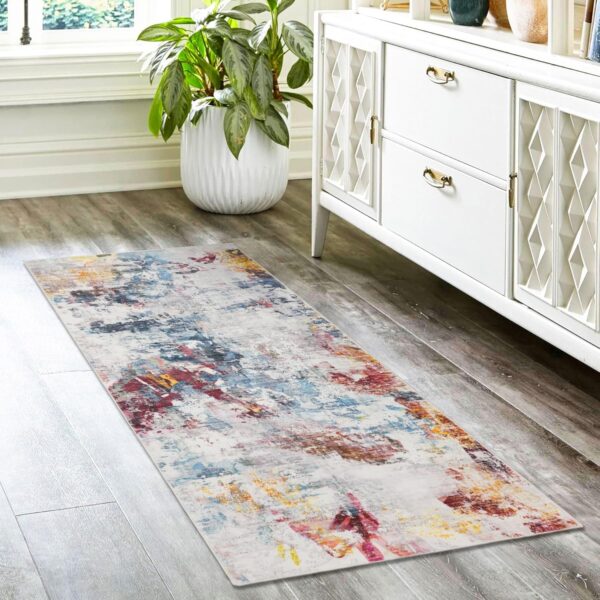Taleta GRAFFIT Washable Runner Rug - Small Non Slip Colorful Modern Abstract Area Rug Soft Short Pile Indoor Entry for Floor Living Room Bedroom (Multi, 80x150cm) - Image 4