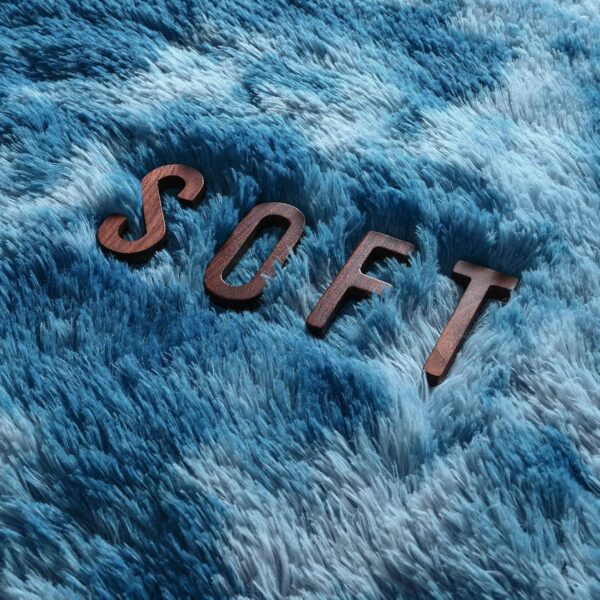 Hutha 4x6 Large Area Rugs for Living Room, Super Soft Fluffy Modern Bedroom Rug, Tie-Dyed Dark Blue Indoor Shag Fuzzy Carpets for Girls Kids Nursery Room Home Decor - Image 8