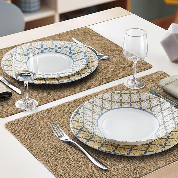 YUNJUER Leather Placemats and Coasters Set, Heat-Resistant 212 °F, Non-Slip and Waterproof, Easy to Clean, PU Tablemats for Home, Kitchen, Restaurant, Outdoor Dining Table, 8 Pieces, 43x30cm, (Beige) - Image 7