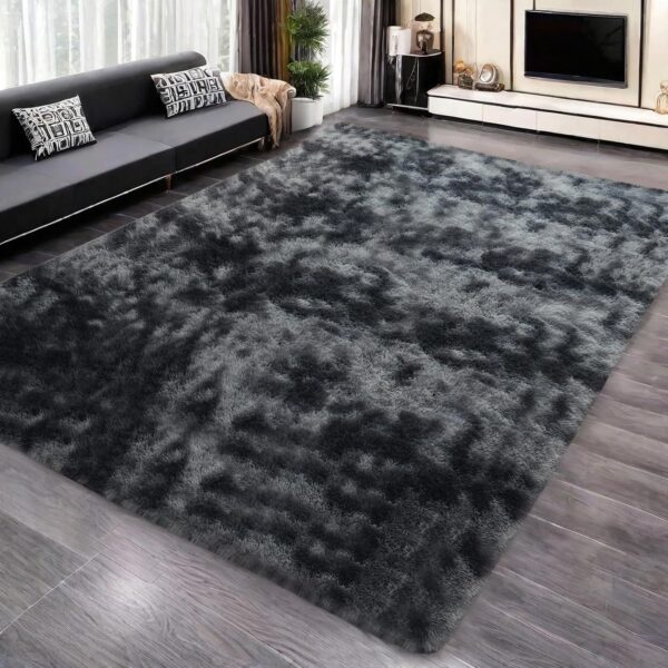 Yuanlne Rugs Living Room 200x300cm, Grey Area Rugs for Bedroom, Washable Anti Slip Extra Large Shaggy Soft Rug Fluffy Modern Floor Carpets Mat Beside Rugs for Kids Room (Tie Dye Dark Grey, 200x300) - Image 2
