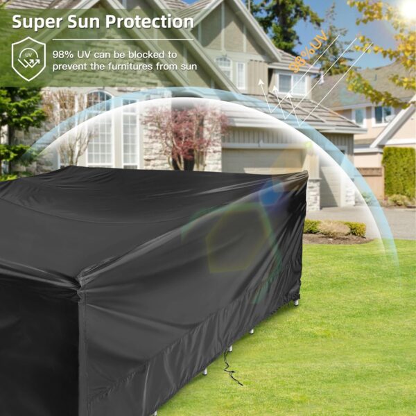 COMLAX FIELD Garden Furniture Covers 260x260x110cm, Outdoor Furniture Covers Waterproof, Large Rectangular Garden Table Cover, Windproof & Dustproof, Anti-UV Patio Furniture Cover - Image 9