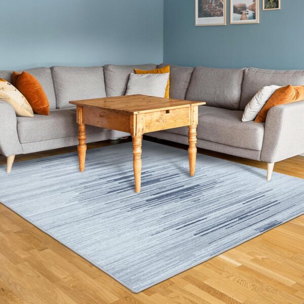 Betadistor Large Area Rug for Living Room - Washable, Non-Slip Grey Modern Abstract Geometric Carpet - Short Pile, Soft Faux Wool for Bedroom - 120x160cm, Grey Lines, 302-11120 - Image 3