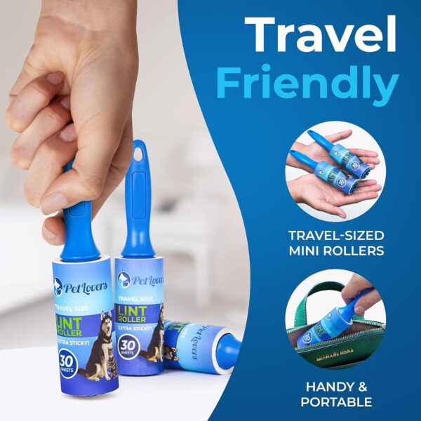 PetLovers Mini Lint Rollers for Travel 4 Pack - Small Sized Lint Removers for Easy Portability, Great for Pet Hair and Debri Pickup - Image 3