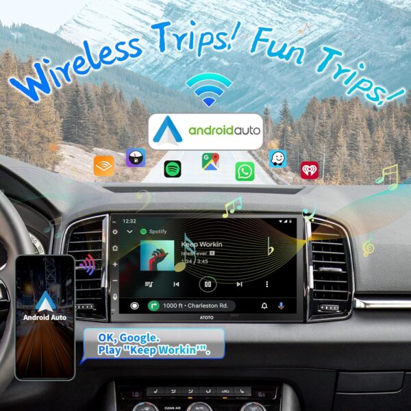 ATOTO F7 WE 7 inch Touchscreen Double DIN Car Stereo, Wireless CarPlay & Wireless Android Auto, Bluetooth Car Radio, RDS/FM/AM, MirrorLink, HD Live Rearview, Quick Charge, Voice Control, F7G2B7WE - Image 4