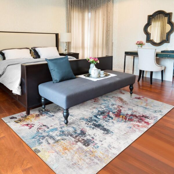 Taleta GRAFFIT Washable Runner Rug - Small Non Slip Colorful Modern Abstract Area Rug Soft Short Pile Indoor Entry for Floor Living Room Bedroom (Multi, 80x150cm) - Image 3