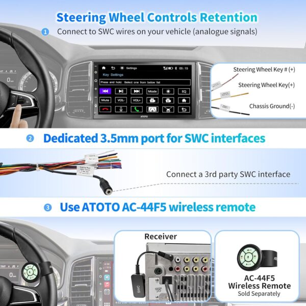 ATOTO F7 WE 7 inch Touchscreen Double DIN Car Stereo, Wireless CarPlay & Wireless Android Auto, Bluetooth Car Radio, RDS/FM/AM, MirrorLink, HD Live Rearview, Quick Charge, Voice Control, F7G2B7WE - Image 7
