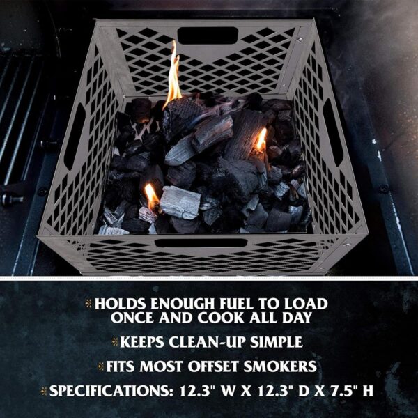 Charcoal Basket For Oklahom a Joe Stainless Steel Charcoal Firebox Basket Silver Charcoal Box With Handle Compatible With Most Offset Smoker Grills 31x31x20cm - Image 7