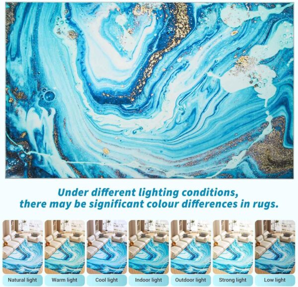 Betadistor Area Rugs Abstract Rug Home Modern Rugs Chic Ink Splash Soft Carpet Non-slip Carpets Area rug for Living room, Bedroom, Office and Indoor Decoration 60x90 CM, Blue, 306-04060 - Image 7