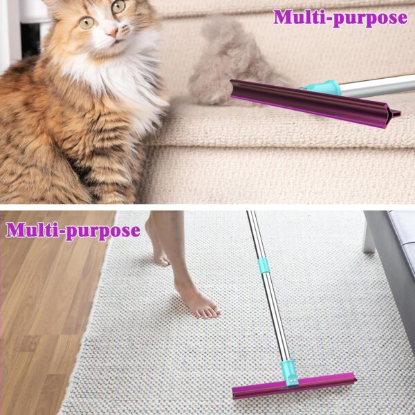 Carpet Rake with 57" Long Handle for Dog Hair Remover,Double Sided,Push or Pull,Easy to Work,Upgrated Carpet Brush for Pet Hair,Reusable Lint Rollers - Image 4