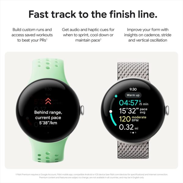 Google Pixel Watch 3 (41 mm) – Android smartwatch with heart rate tracking, advanced running from Fitbit, fitness insights, 24-hour battery – Matte Black Aluminium Case – Obsidian band – Wi-Fi - Image 5