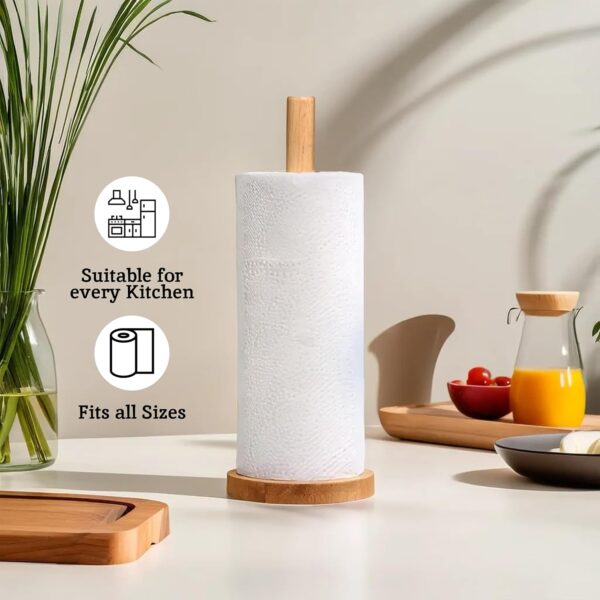 Premier Housewares Eco-friendly Kitchen Roll Holder Rubberwood Toilet Roll Holder Sturdy Base Antifungal Paper Towel Holder for Kitchen Toilet Home, Brown - Image 7