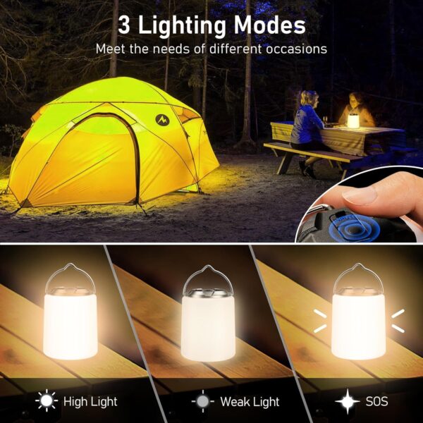 Blukar Rechargeable Camping Lantern - 3000K Warm Light, 3 Light Modes, 10+ Hrs Runtime, Waterproof for Tent, Emergency, Black - Image 4