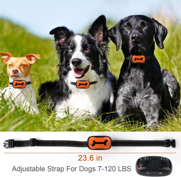 Anti Bark Collars for Dogs, Rechargeable Bark Collar with 7 Adjustable Sensitivity Levels, Smart Dog Barking Collar Humane Vibration Beep Anti Barking Device for Small Medium Large Dogs (Orange-Bone) - Image 5