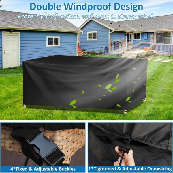 Wanocean Garden Furniture set Covers, Outdoor Patio Furniture Cover Waterproof 420D Oxford Anti-UV Tear-Resistant Rectangular Rattan Furniture Covers 140x140x90cm - Image 7