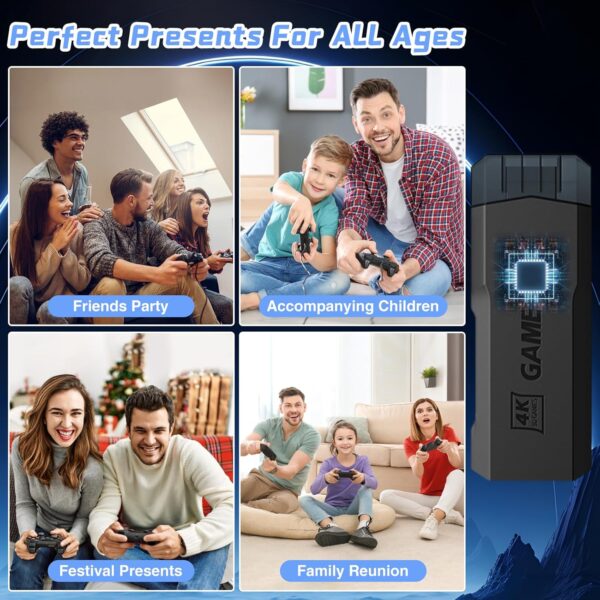 Retro Games Console With Dual 2.4g Wireless Controllers, Built-In Card 50000+ Games Game Stick , Plug And Play Retro Game Stick Support 40+ Simulators, 4K HD Output For TV-128G - Image 9