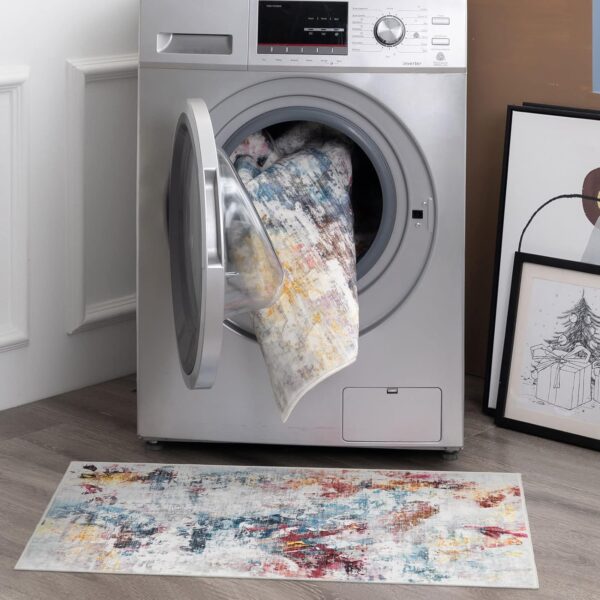 Taleta GRAFFIT Washable Runner Rug - Small Non Slip Colorful Modern Abstract Area Rug Soft Short Pile Indoor Entry for Floor Living Room Bedroom (Multi, 80x150cm) - Image 6