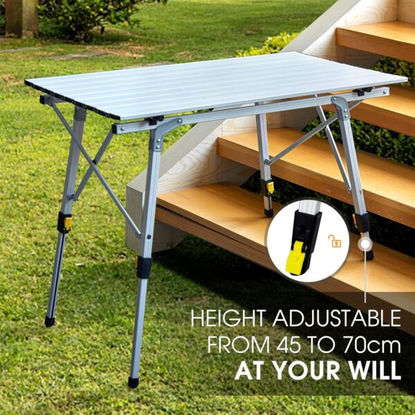 Portal Camping Tables That Fold up Picnic Table Folding Portable with Height Adjustable Legs Collapsible Table 3ft Aluminium Rollup Outdoor Table Lightweight Foldable for Beach Fishing Garden BBQ - Image 5