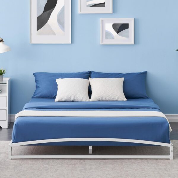 IDEALHOUSE Queen Bed Frame Low Profile, 6 Inches White Metal Queen Size Platform Bed Frame, Mattress Foundation, No Box Spring Needed - Image 4