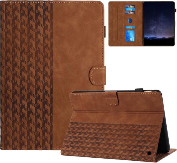 LMFULM® Case for Amazon Fire HD 8/8 Plus 2020 10th Gen (8.0 Inch) PU Leather Case Protective Shell Wallet with Sleep/Wake Stand Case Flip Cover Holster Building Block Print Brown - Image 2