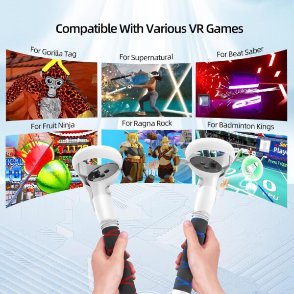 AMVR Handle Attachments Compatible with Oculus Quest 2 Controller Extensions, VR Gorilla Tag Long Arms Grips - Beat Saber Handle for Meta Quest 2, Enhance VR Game Experience - Image 3