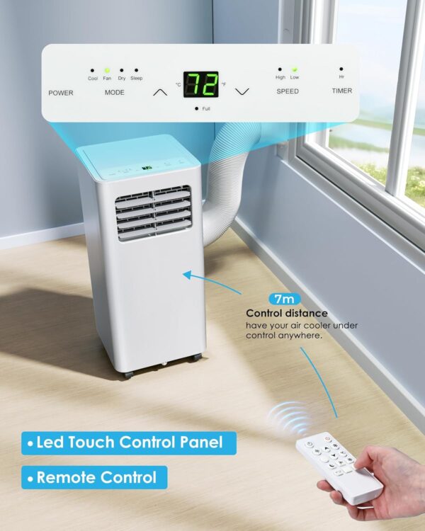 Air Conditioning Unit - Portable Air Conditioner, 4-in-1 - Cooling, Fan, Dehumidifier & Sleep Mode | Remote Control, Digital Display, 24H Timer,Window Kit,Energy Efficient | Covers 215 sq.ft - Image 7