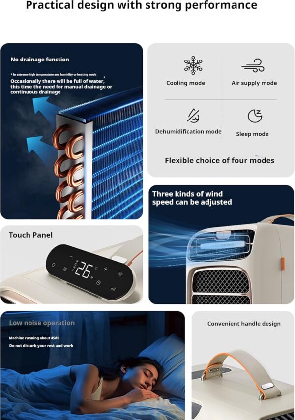 星姿 1500w Portable Air Conditioner 5000 BTU,Cold wind,0-12 Hour Timer, Powerful Air Conditioning Unit,with 3 Speeds, Digital Display & Remote Control, play music,1-12 Hour Timer for Room,car,truck - Image 3
