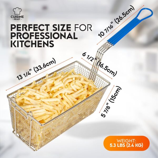 Cuisine Ready Deep Fryer Basket | 4 Pack | Commercial Fry Basket with Handle | 13.25" x 6.5" x 5.9" | Heavy Duty Restaurant Quality - Image 3
