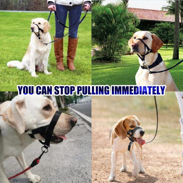JSTHHTT 2PCS Head Collar, dog mouth harness, Head Collar for Medium Dogs, Adjustable Lightweight, Easy to Use, Adjustable and Easily Control, Professional Anti-Pull Training Aid (L,Black) - Image 8