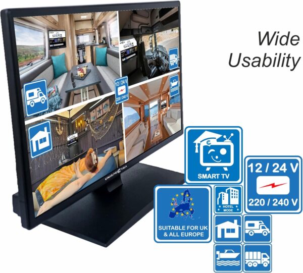 Unispectra ® 22” 12v Smart TV (webOS) ELED Full HD 240v 24v 12v Freeview & SAT Tuner, 3x HDMI, 2x USB, Magic Remote. 12V TVs for Motorhomes, Campervan, Caravan TV, Truck, Van, Boat - Image 3