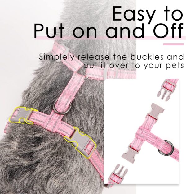 ThinkPet Reflective Breathable Soft Air Mesh No Pull Puppy Choke Free Over Head Vest Ventilation Harness Leash Set for Puppy Small Medium Dogs Pink M - Image 8