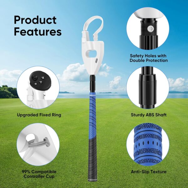 VR Golf Club Attachment Compatible with Meta Oculus Quest 3/Quest 2/Meta Quest 3S, Aluminum Non-Slip Golf Handle Grip for Golf+ 1:1 Molded Controller Adapter & Fixed Plate - Image 6