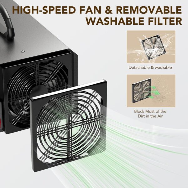 Ozone Generator, Ozone Odor Eliminator for 300 m² Room, Industrial Air Purifier with Air & Water mode, Commercial Ozone Machine Home Ozone Deodorizer with Timer for Room, Farm, Hotel, Home, Office - Image 6