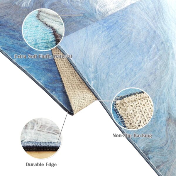 Terafeels Washable Rugs Living Room 80x150 cm Area Rugs for Bedroom Non Slip Low Pile Carpets for Lounge Modern Large Bedside Rug Easy To Clean Blue, 121-12080 - Image 4