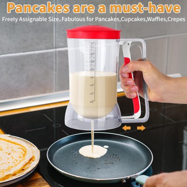Blackstone Breakfast Kit Pancake Batter Dispenser 9PCS Griddle Accessories Set - Included Pancake Batter Dispenser Bacon Press Egg Rings Hamburger Press Patty Maker Brush and Oil Separating Paper - Image 6