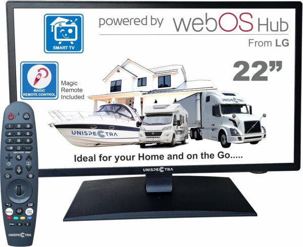 Unispectra ® 22” 12v Smart TV (webOS) ELED Full HD 240v 24v 12v Freeview & SAT Tuner, 3x HDMI, 2x USB, Magic Remote. 12V TVs for Motorhomes, Campervan, Caravan TV, Truck, Van, Boat - Image 2